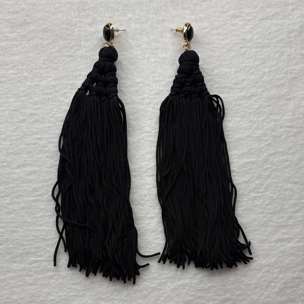 Elegant Black Tassel Earrings